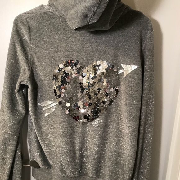 PINK by VS gray glitter sequence zip up jacket - Picture 5 of 6